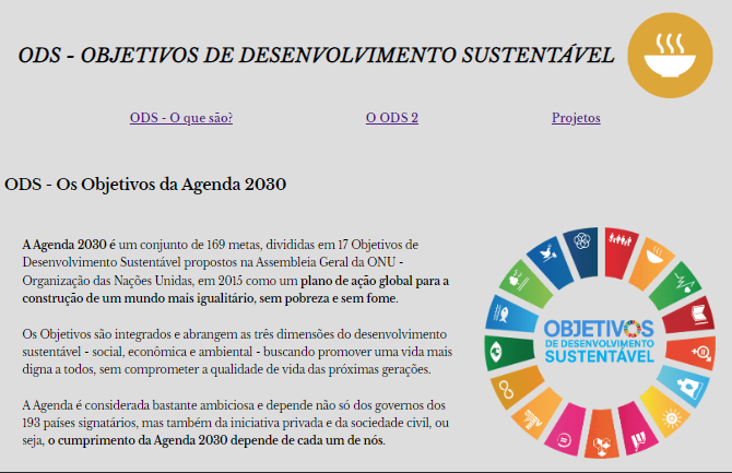 Foto de site sobre os Objetivos de Desenvolvimento Sustentável da onu.